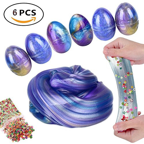 Soft Egg Slime Clear Colorful Crystal Slime Stress Relief Toy(6 Pack)