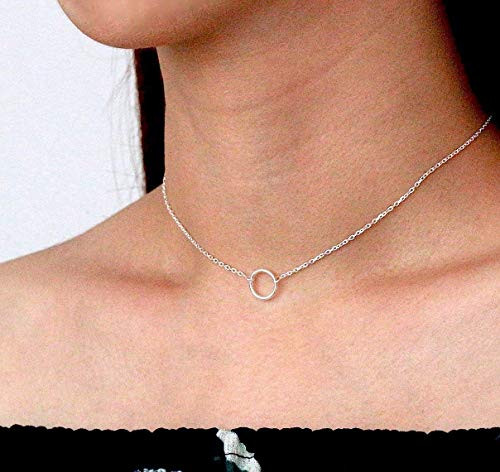 Open Circle Chain Choker Sterling Silver Circle Choker Thin Silver Choker Circle Choker Minimalist Necklace Layered Necklace Karma Tiny Necklace Tiny Karma Eternity Necklace Gift