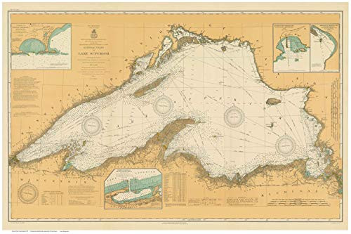 Lake Superior 1909 Nautical Map Custom Print - Great Lakes 009 Ed 2 3