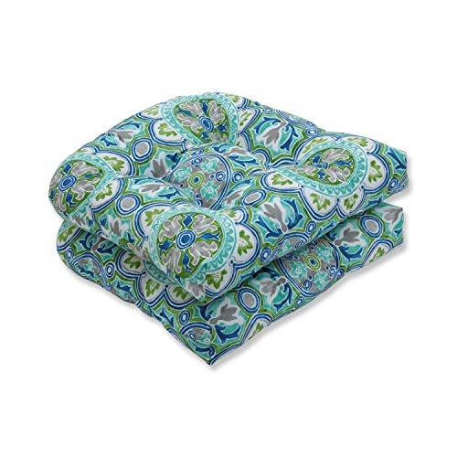 Pillow Perfect Outdoor Indoor Lagoa Tile Pool Tufted Seat Cushions  Round Back  19 inch x 19 inch Blue 2 Pack Pillow Perfect Outdoor Indoor Lagoa Tile Pool Tufted Seat Cushions  Round Back  19 inch x 19 inch Blue 2 Pack
