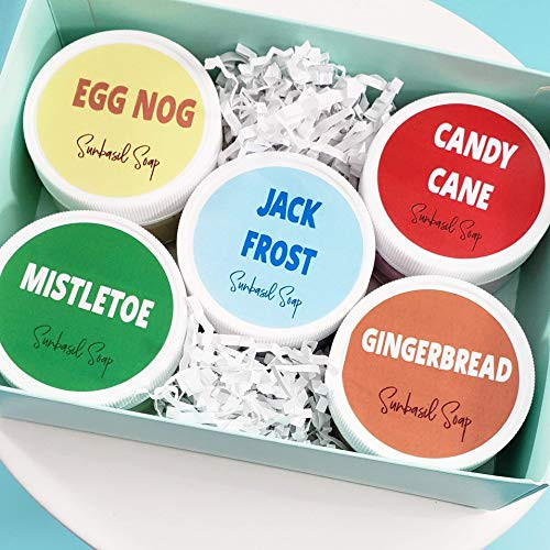 Christmas Whipped Body Butter Lotion Gift Set. 5 Festive Natural Hand Cream. Holiday Samples Box