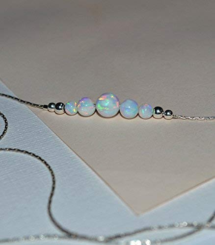 Opal Necklace - Tiny Opal Necklace Silver - White Opal Ball Necklace - Dot Necklace - Single Bead Necklace - Opal Bead Necklace
