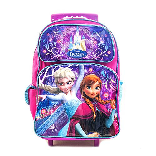 Frozen Rolling Backpack Anna  and  Elsa Disney Backpack School Travel Bag  16 Inch Rolling Purple