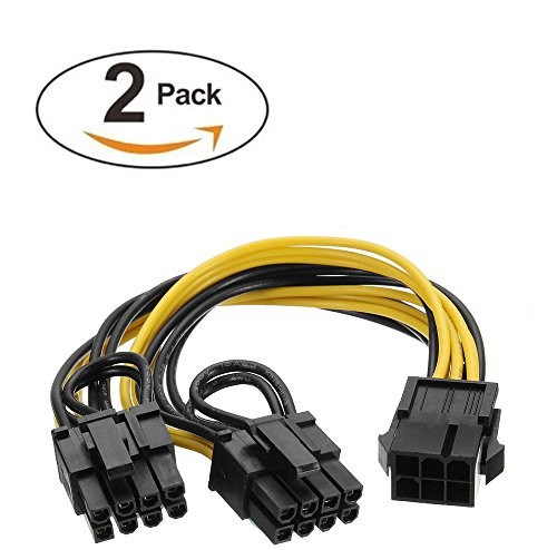 6 Pin to dual PCIe 8 Pin (6+2) Graphics Card PCI Express Power Adapter GPU VGA Y-splitter Extension Cable Mining Video Card Power Cable 9 inches 2 Pack TeamProfitcom