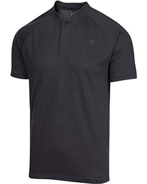 Three Sixty Six Collarless Golf Shirts for Men - Men s Casual Dry Fit Short Sleeve Polo Lightweight and Breathable Charcoal