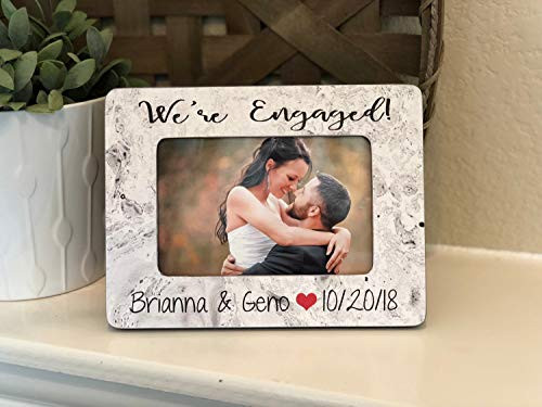 Engagement Gift   Personalized Engagement 4x6 Picture Frame   Wedding Gift   She Said Yes Frame