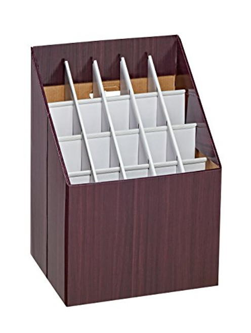 Adir Corp Cardboard Roll File Storage Organizer - Vertical File Sorter - Blueprint Poster Plans Gift Wrap And Map Holder Station Or Your Choice Of Use-Mahogany 20 Slots