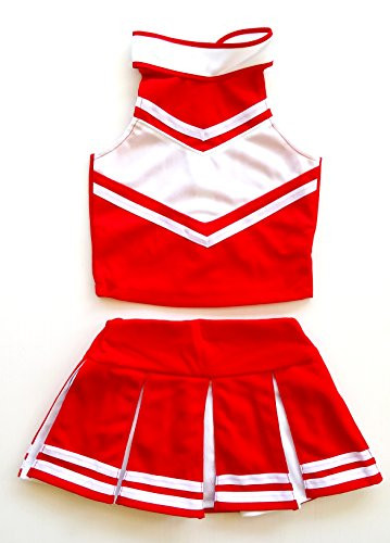 Little Girls  Cheerleader Cheerleading Outfit Uniform Costume Cosplay Red White  M   5-8