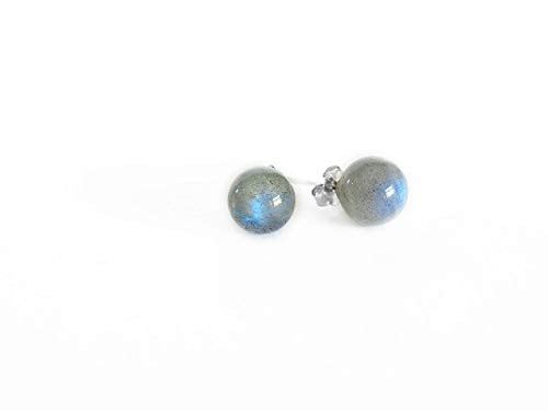 Genuine Sterling Silver Natural Rainbow Moonstones Stud Earrings Nickel Free Lead Free For Women And Girls Earrings