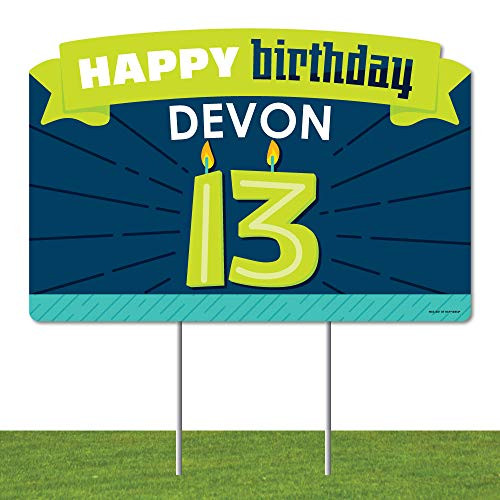 Big Dot of Happiness Personalized Boy 13th Birthday - Official Teenager Birthday Party Yard Sign Lawn Decorations - Happy Birthday Custom Name Party Yardy Sign Big Dot of Happiness Personalized Boy 13th Birthday - Official Teenager Birthday Party Yard Sign Lawn Decorations - Happy Birthday Custom Name Party Yardy Sign
