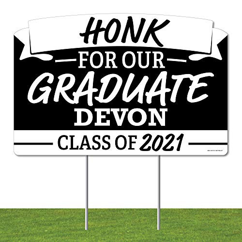 Big Dot of Happiness Personalized Honk for Our Graduate - Class of 2021 Graduation Party Yard Sign Lawn Decorations - Congratulations Custom Name Party Yardy Sign Big Dot of Happiness Personalized Honk for Our Graduate - Class of 2021 Graduation Party Yard Sign Lawn Decorations - Congratulations Custom Name Party Yardy Sign