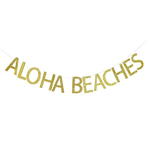 Gold Glitter Aloha Beaches Banner Tropical Hawaiian Summer Party Decorations