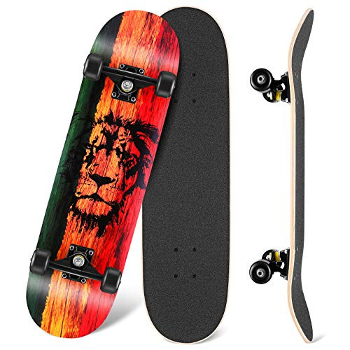 WeSkate Skateboards for Beginners 31 inchx8 inch Complete Skateboard Girls Boys Skate Boards 7 Layer Canadian Maple Double Kick Deck Concave Cruiser Trick Skateboard for Kids Teens Youth Adult