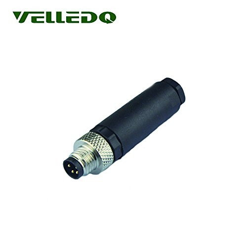 VELLEDQ Industrial Field-wireable M8 Sensor Connector 4-Pin Male Adaptor Screw Terminal Plug Fittings