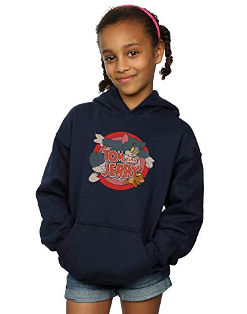 TOM and JERRY Girls Classic Catch Hoodie 5-6 Years Navy Blue TOM and JERRY Girls Classic Catch Hoodie 5-6 Years Navy Blue