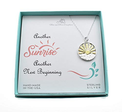 Sunrise Over the Mountains Charm Women Pendant in Sterling Silver   Handcrafted 18 inch Cable Chain with 4 inch Extender   Scratch Resistance Jewelry   Perfect Gift for Teens and Girls