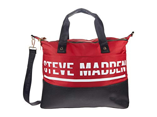 Steve Madden Bgym Hydration Duffel Bag with Water Bottle Red One Size