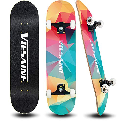 PHOEROS Skateboards Complete Skateboards for Beginners Kids Adults Boys Girls Teens Pro Cruiser Skateboards with 7-Layers Canadian Maple Double Kick Concave Deck 31  x8   Standard Skate Boards.