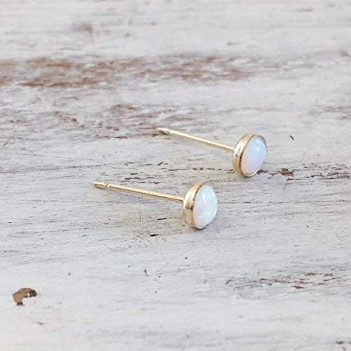 14K Gold Filled 4mm White Opal Stone Stud Earrings 14K Gold Filled 4mm White Opal Stone Stud Earrings