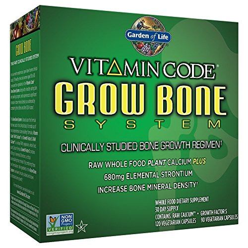 Garden of Life Raw Calcium Supplement - Vitamin Code Grow Bone System Whole Food Vitamin with Strontium Vegetarian