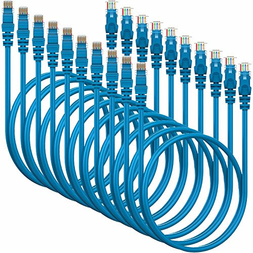 Cat5e Ethernet Cable 3FT (10-Pack), Fosmon Snagless RJ45 Computer LAN Network Ethernet Patch Cable Cord - Blue