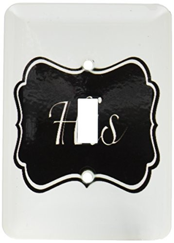 3dRose lsp_112859_1  His Part of His and Hers Set For Romantic Couples Black and White Retro Vintage Label For Him Single Toggle Switch