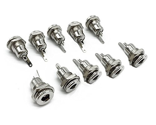 Karcy 5.5 x 2.5mm DC-099 Female Panel Mounting DC Power Jack Socket Connector 10 Pcs