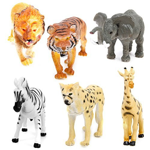 ROSENICE Animals Figure 6pcs Mini Elephant Giraffe Leopard Lion Tiger Zebra Wild Animals Action Figure ROSENICE Animals Figure 6pcs Mini Elephant Giraffe Leopard Lion Tiger Zebra Wild Animals Action Figure