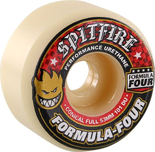 Spitfire Wheels Formula Four Conical Full White   Red Skateboard Wheels - 53mm 101a  Set of 4