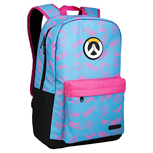 JINX Overwatch D.Va Splash Adult Backpack Blue Pink 18 inch