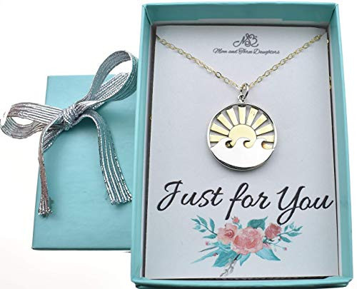 Sunrise Sunset Charm Women Pendant in Sterling Silver   Handmade 18 inch Strong Gold Filled Cable Chain   Scratch Resistance Jewelry   Personalized Gift for Teens and Girls