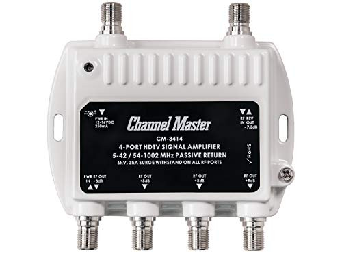 Channel Master Ultra Mini 4 TV Antenna Amplifier TV Antenna Signal Booster with 4 Outputs for Connecting Antenna or Cable TV to Multiple Televisions  CM-3414 White
