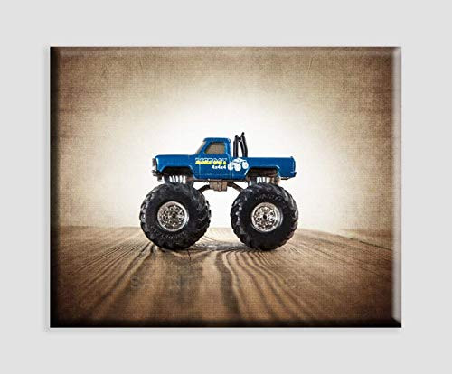 Vintage Monster Truck Art on Canvas inchBlue Ford inch Boys room Wall art Photo Decor Monster truck room Nursery decor Kids Room Wall Art.