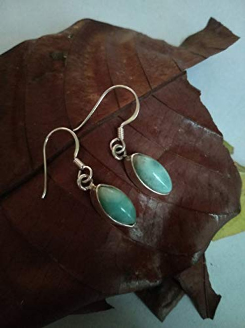 Genuine Larimar Earrings Dominican Republic Blue Larimar Jewelry Boho Birthstones Semi Precious Gemstone Marquise Filigree Dangle Earrings For Women 925 Sterling Silver Made in India Genuine Larimar Earrings Dominican Republic Blue Larimar Jewelry Boho Birthstones Semi Precious Gemstone Marquise Filigree Dangle Earrings For Women 925 Sterling Silver Made in India