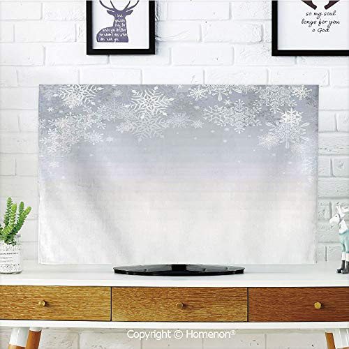 Homenon Winter Indoor POP TV dust CoverCover Type 65 inch LCD TV 3D Printed with Christmas Back with Snowflake Figures and Fairy Stars Lights MagicQuality Waterproof Polyester Protect Your TV