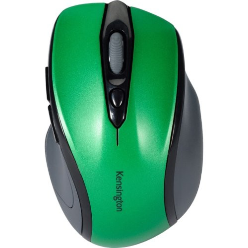 Kensington Pro Fit Mid-Size Wireless Mouse Graphite Gray - Optical - Wireless - Radio Frequency - Emerald Green - USB - 1750 dpi - Scroll Wheel - Right-Handed Only