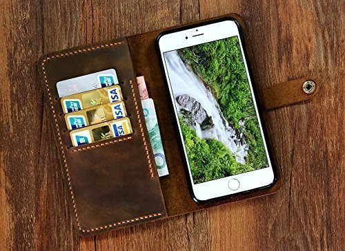 Leather Wristlet iPhone 7 7plus wallet case mobile wallet distressed leather iPhone 7 7 plus wallet case cover IP705MW-B