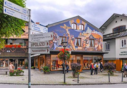 Jigsaw Puzzles The Street View of oberammergau Germany Castle Painting Stock for Kids Adults Educational Intellectual Game Gift Large Puzzle Toys DIY Challenge Indoor - 20x30 1000 Pieces