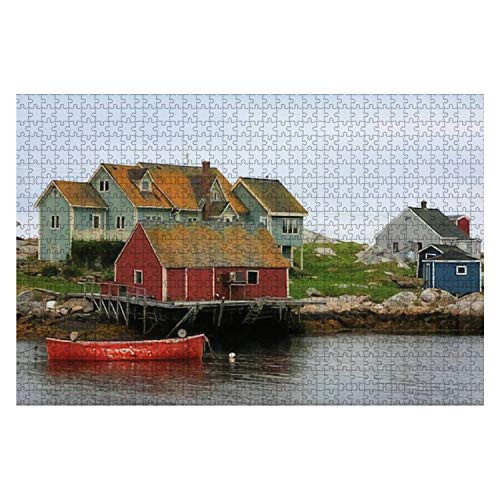 Jigsaw Puzzles The Fishing House at Peggy Cove on a Cloudy Early Morning Nova Scotia for Kids Adults Educational Intellectual Game Gift Large Puzzle Toys DIY Challenge Indoor - 20x30 1000 Pieces