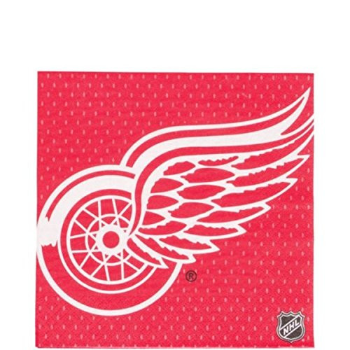 NHL Party Detroit Red Wings Luncheon Napkins Tableware, 16 Pieces, Made from Paper, by Amscan