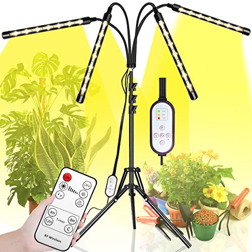 Grow Light with Stand Nertpow LED Floor Grow Lights for Indoor Plants Smart Full Spectrum Grow Lamp with Timer for Seedling Auto ON Off Gooseneck Adjustable Stand