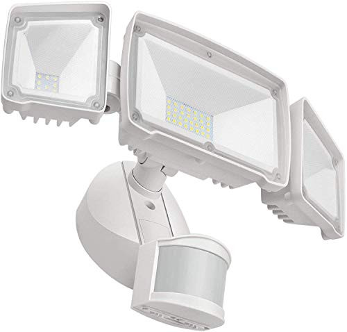LED Security Lights Motion Sensor Light Outdoor Flood Light with 3 Adjustable Heads 4000LM 42W IP65 Waterproof for Garage Patio Garden Porch Yard