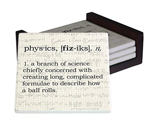 Physics Definition 4-Piece Sandstone Coaster Set - Caddy Included