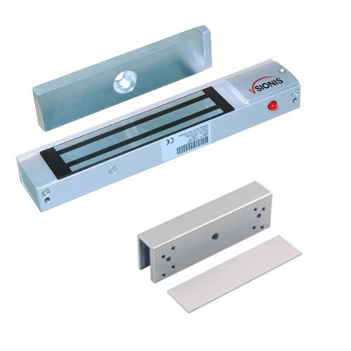 Visionis FPC-5224 300 lbs Indoor Electromagnetic Lock with 300 lbs U Bracket for Glass Door