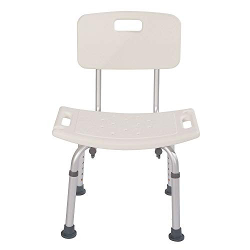 Escolourful Heavy Duty Shower Chair with Back and Arms 300lb Bathtub Chair with Handles - Free Assist Grab Bar - Shower Cutout Seat for Handicap Disabled Seniors  and  Elderly