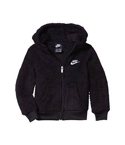 Nike Kids Boy s Double-Faced Sherpa Full Zip Hoodie  Little Kids  Black 6 Little Kids