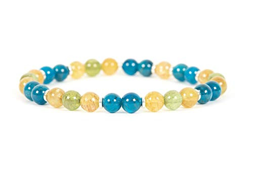 Apatite Bracelet Blue Green Yellow Apatite Bracelet 6mm Natural Apatite Gemstone beads