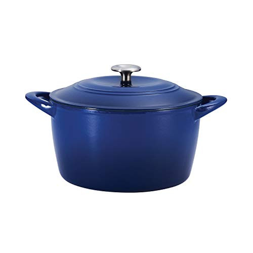 Tramontina 7 Qt Enameled Cast Iron Covered Tall Round Dutch Oven  Classic Blue  - 80131 358DS