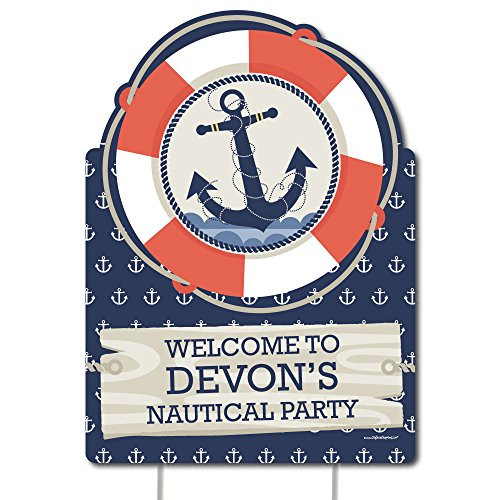 Big Dot of Happiness Custom Ahoy - Nautical - Party Decorations - Birthday Party or Baby Shower Personalized Welcome Yard Sign