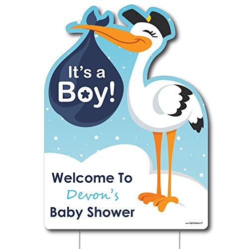 Big Dot of Happiness Personalized Boy Special Delivery - Baby Shower Decorations - Custom It s A Boy Stork Party Welcome Yard Sign